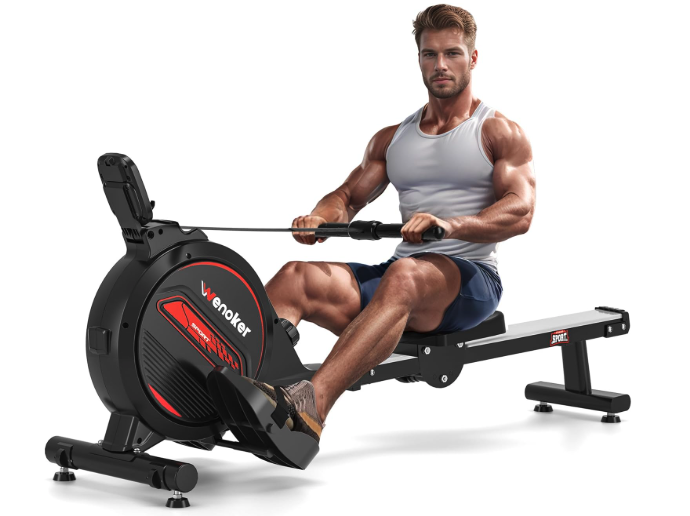Wenoker Rowing Machine Magnetic Foldable, Fitness Exerciser Indoor Equipment for Home Gym
